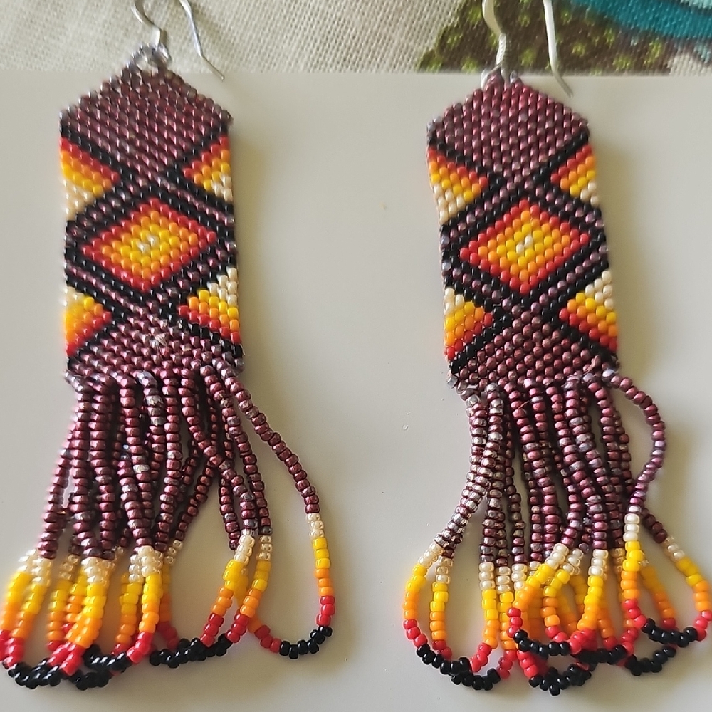Handcrafted Beaded Fringe Earrings